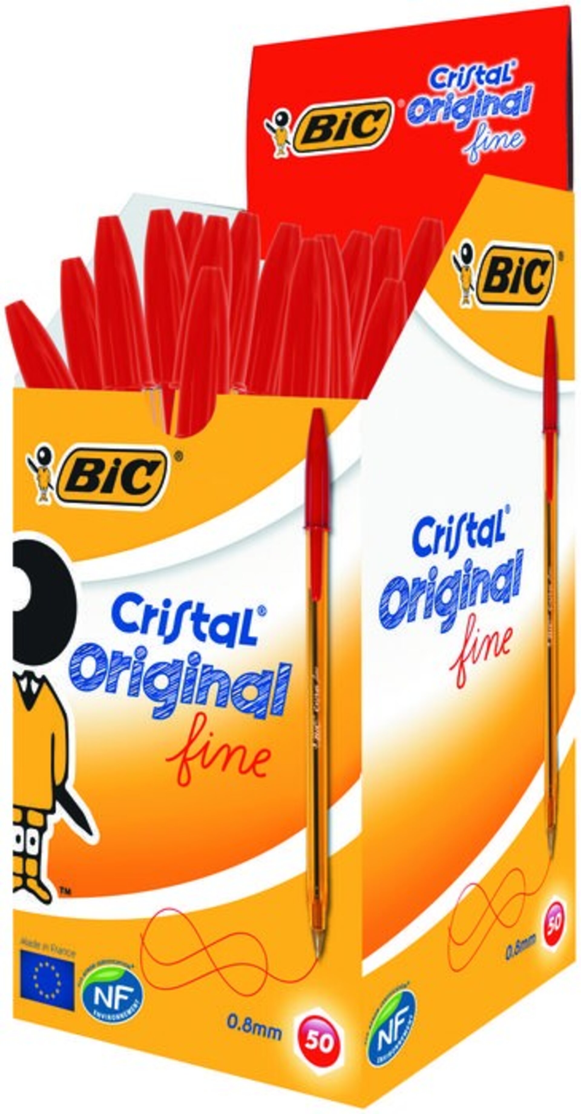 BOLIGRAFO BIC CRISTAL FINE NARANJA TRANSPARENTE - 3