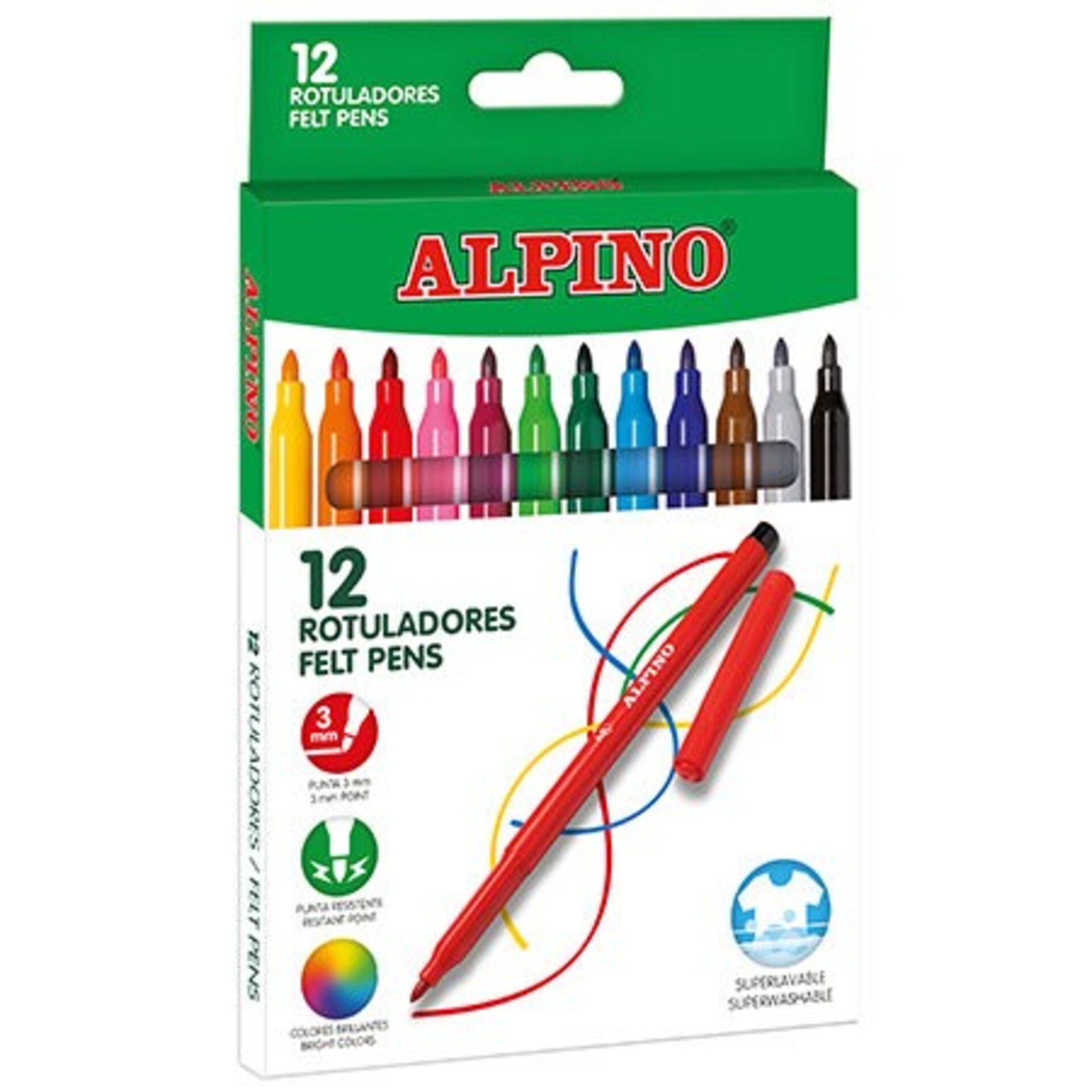 ROTULADOR ALPINO 12 COLORES SURTIDOS - 1